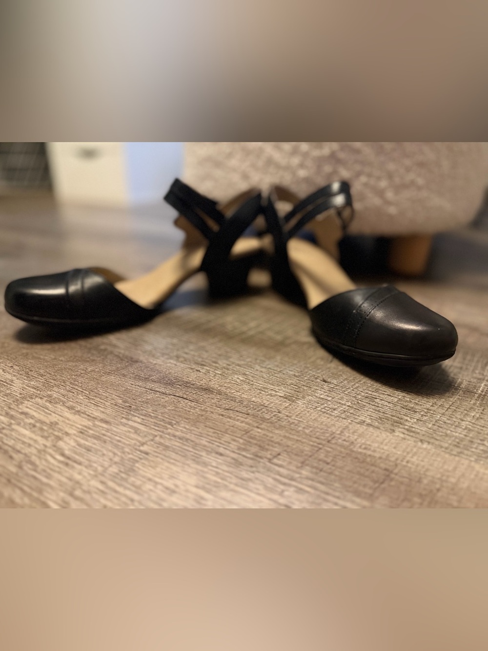 Clarks Collection Black Leather Comfort Heels Slingback Pumps 9.5 M